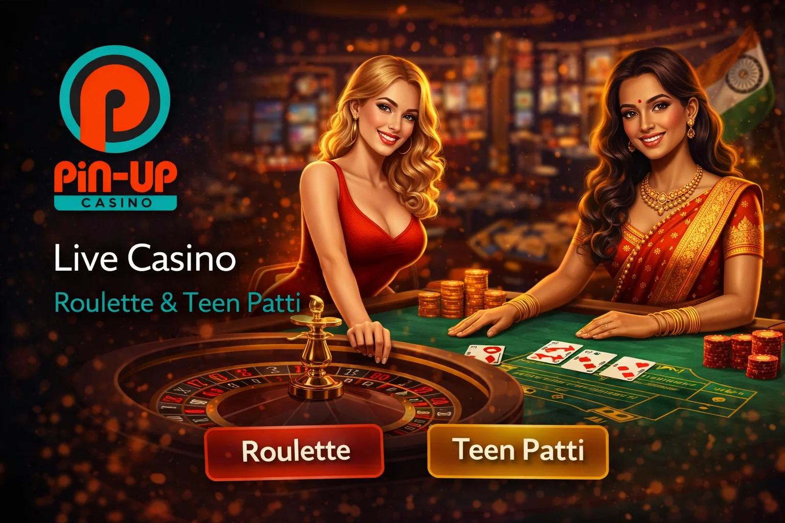 Pin Up live casino — Lightning Roulette and Teen Patti Live with Hindi dealer
