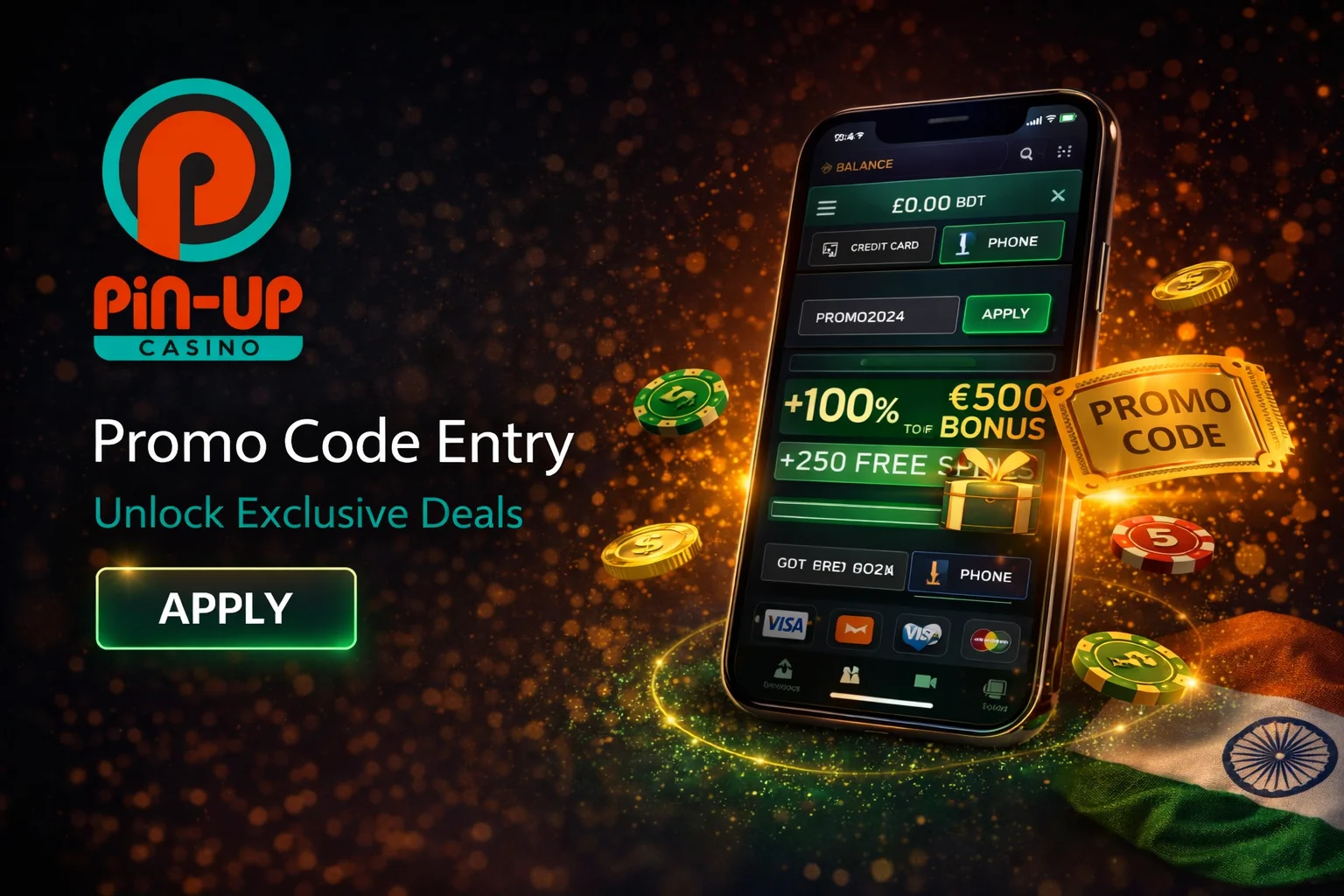 Pin Up Casino promo code entry field during registration — PINNETIN code