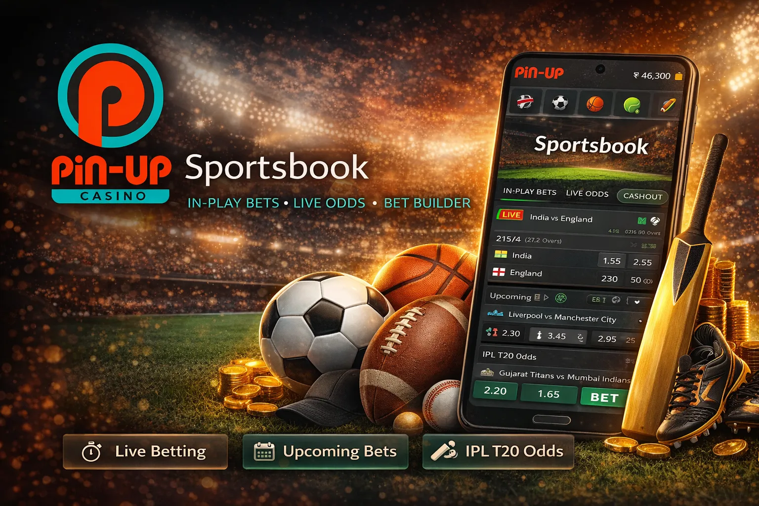 Pin Up sportsbook — cricket, football, kabaddi betting markets overview