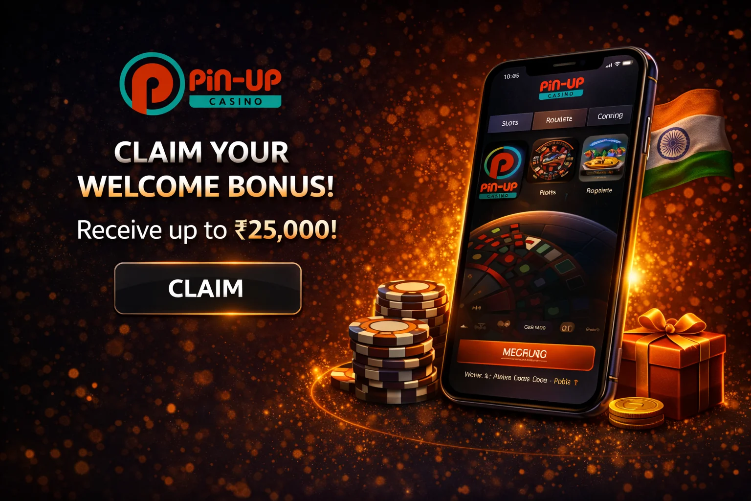 Pin Up Casino welcome bonus 120% up to ₹450,000 + 250 free spins — bonus activation